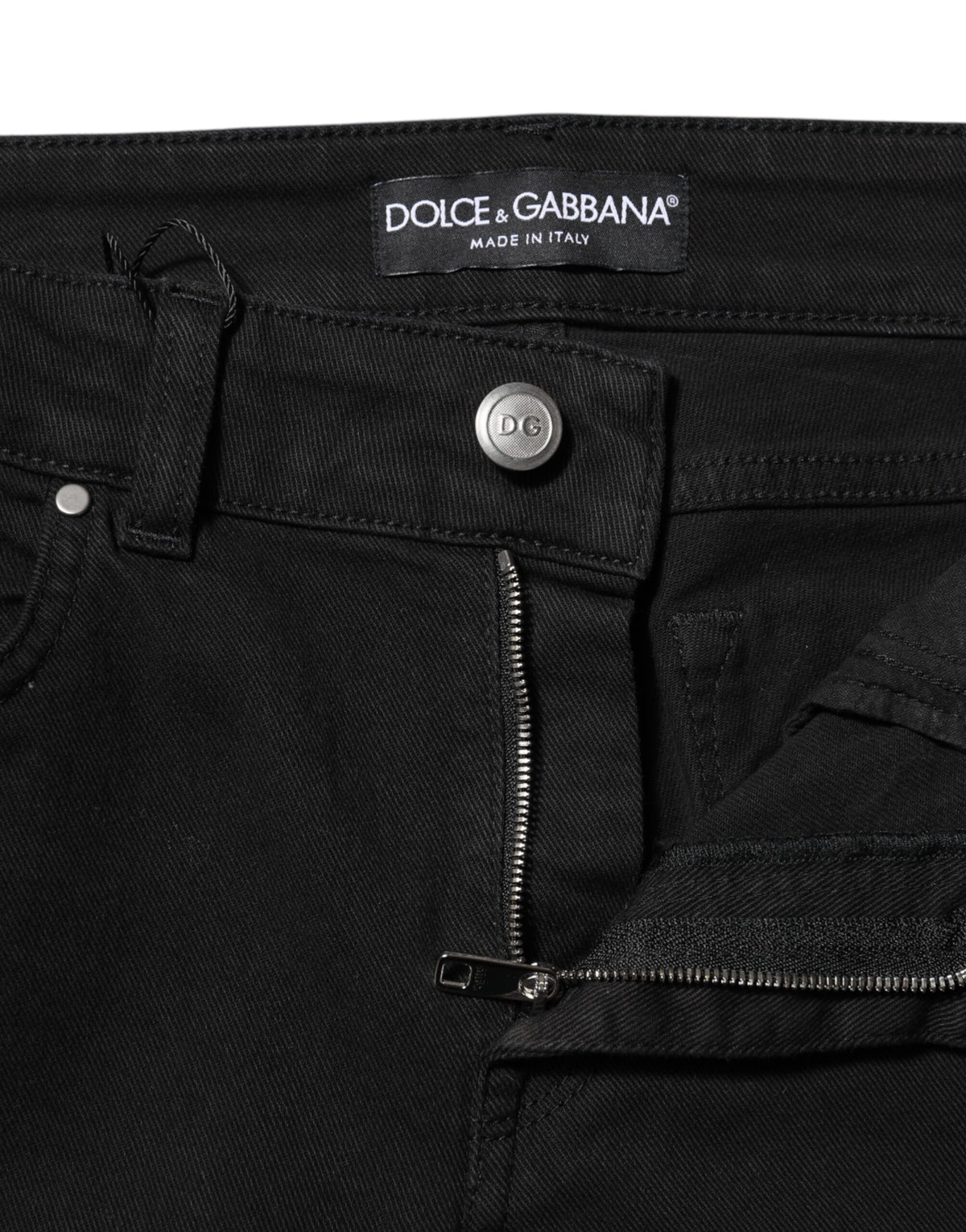 Dolce & Gabbana Black Cotton Skinny Mid Waist Denim Jeans