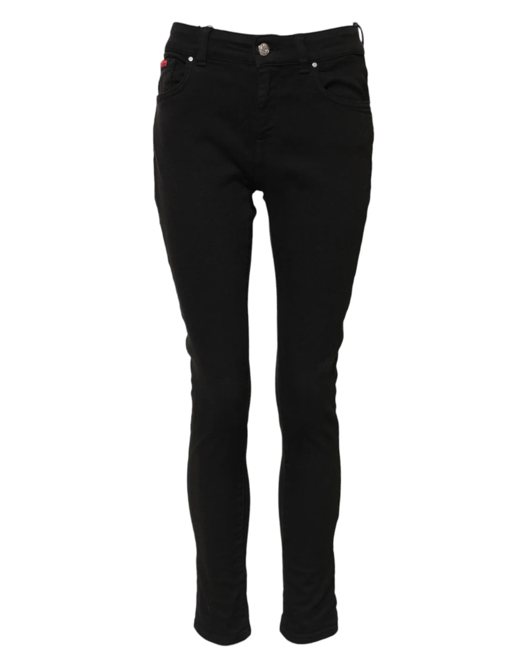 Dolce & Gabbana Black Cotton Logo Skinny Mid Waist Denim Jeans - Zeiniez