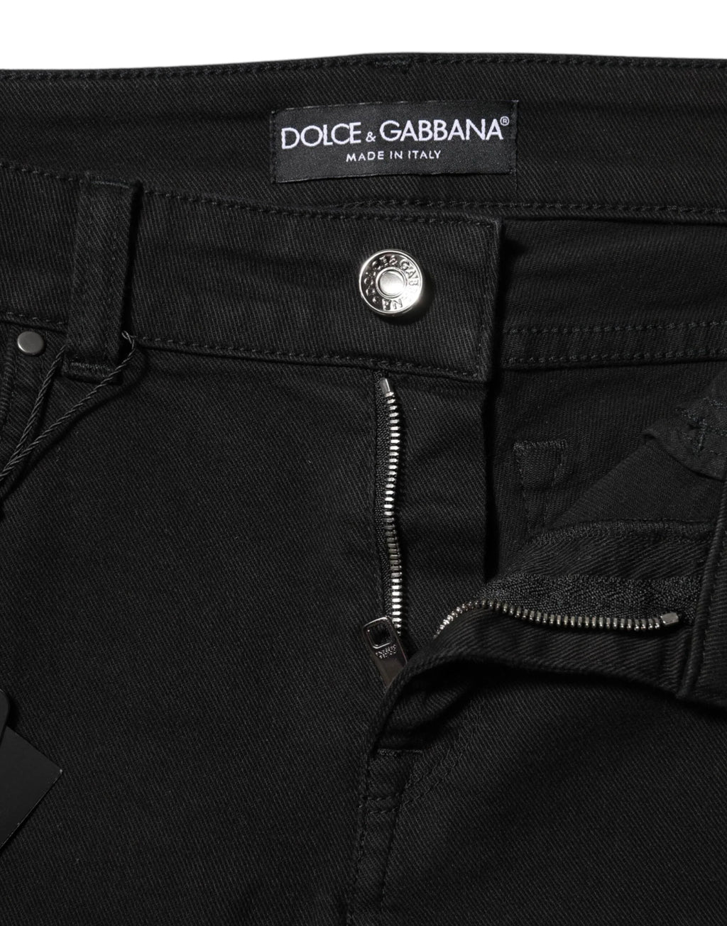 Dolce & Gabbana Black Cotton Logo Skinny Mid Waist Denim Jeans - Zeiniez