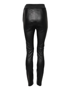 Dolce & Gabbana Black Leather Elastic Waist Pants - Zeiniez