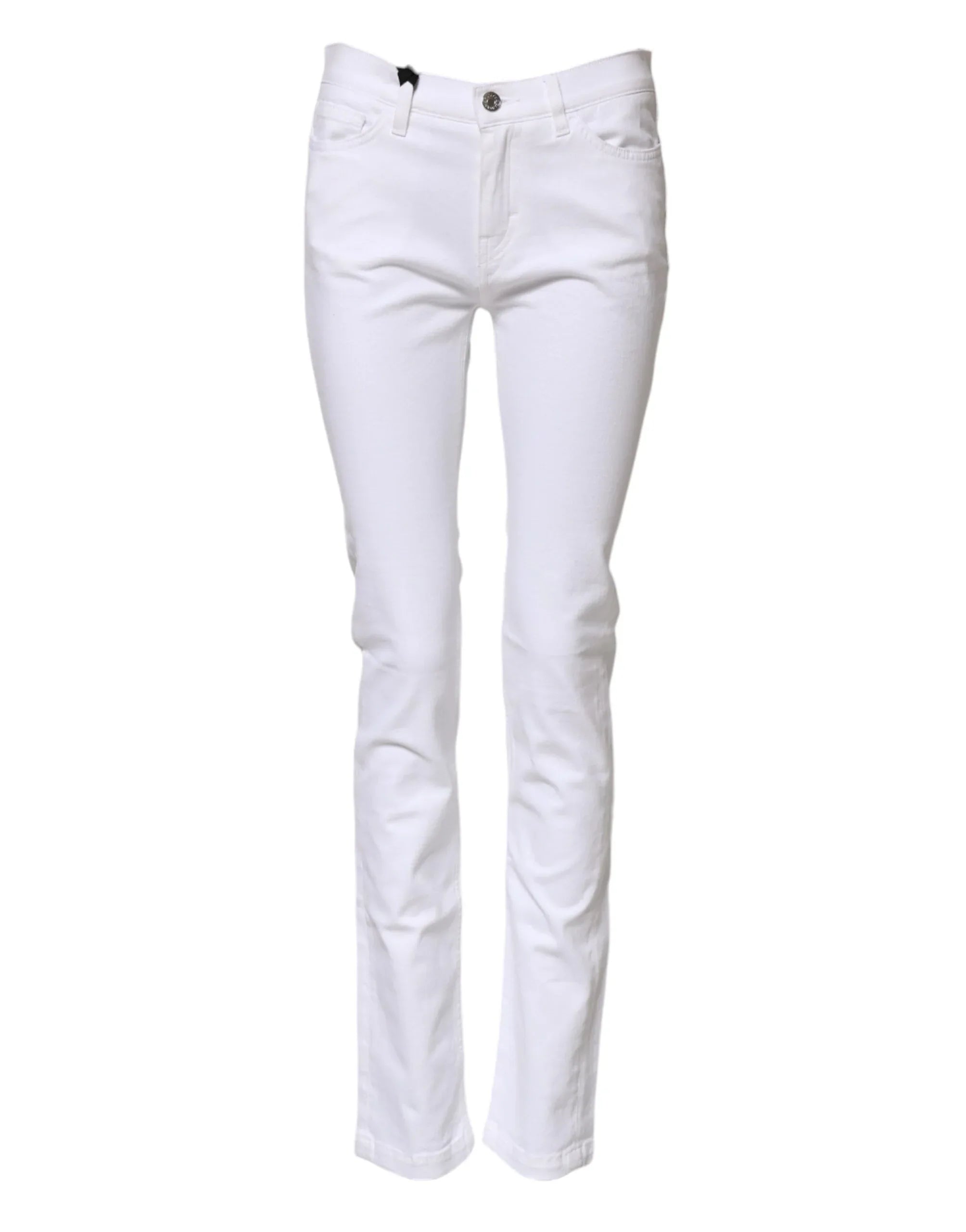 Dolce & Gabbana White GRACE Mid Waisted Skinny Denim Jeans - Zeiniez