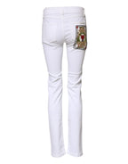 Dolce & Gabbana White GRACE Mid Waisted Skinny Denim Jeans - Zeiniez