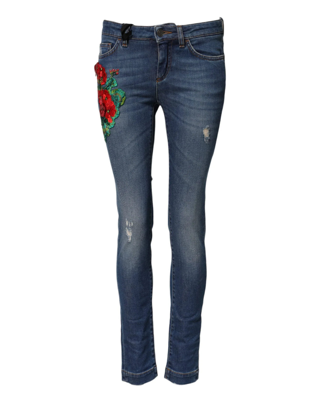 Dolce & Gabbana Blue Cotton Low Waist Skinny Denim Jeans - Zeiniez