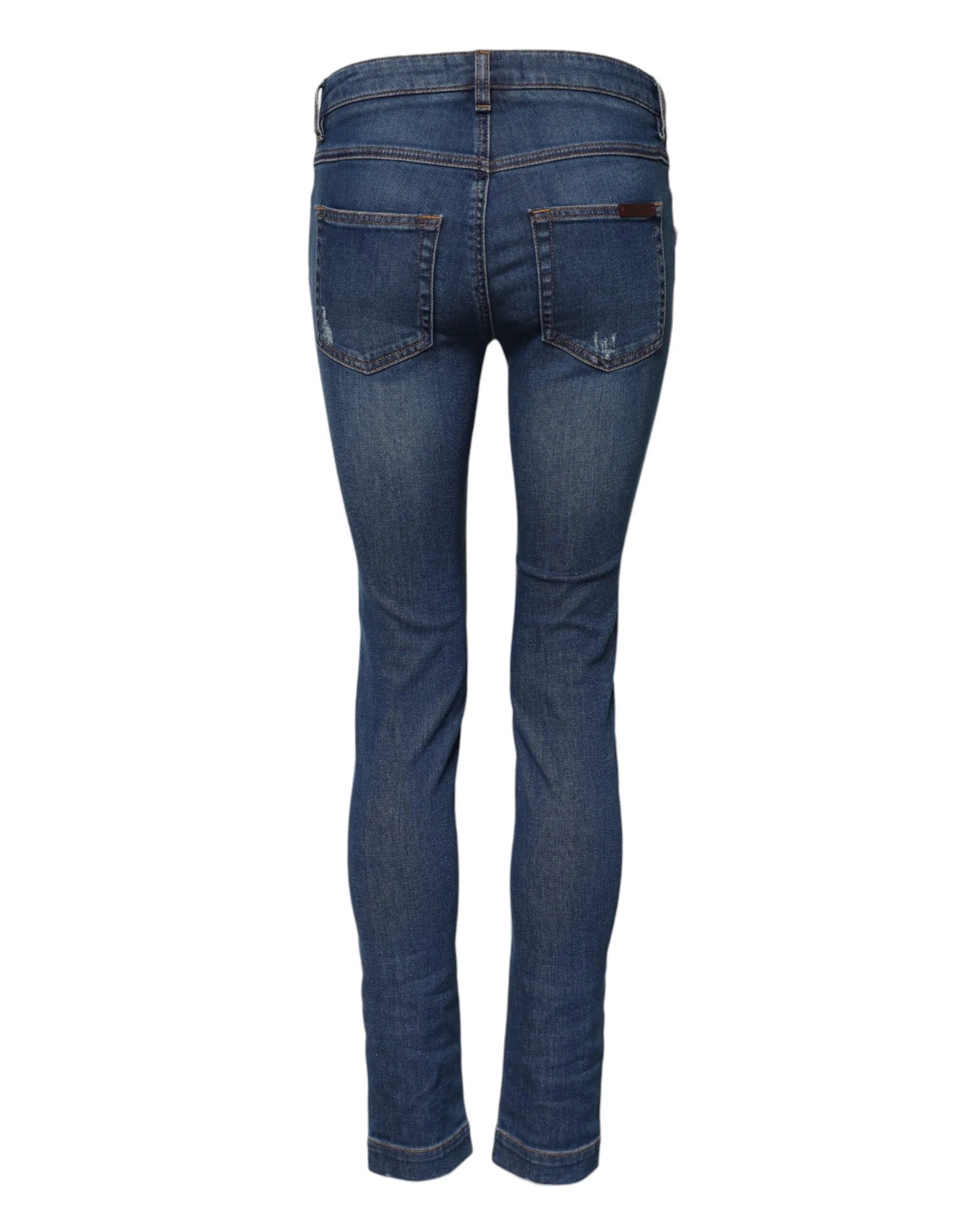 Dolce & Gabbana Blue Cotton Low Waist Skinny Denim Jeans - Zeiniez