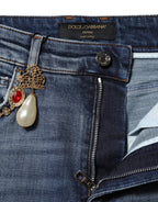 Dolce & Gabbana Blue Rhinestone Embellished Denim Jeans - Zeiniez