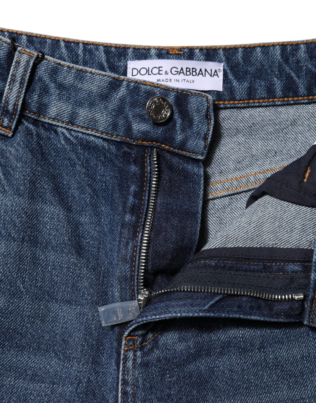 Dolce & Gabbana Blue Cotton Wide Leg Tattered Denim Jeans