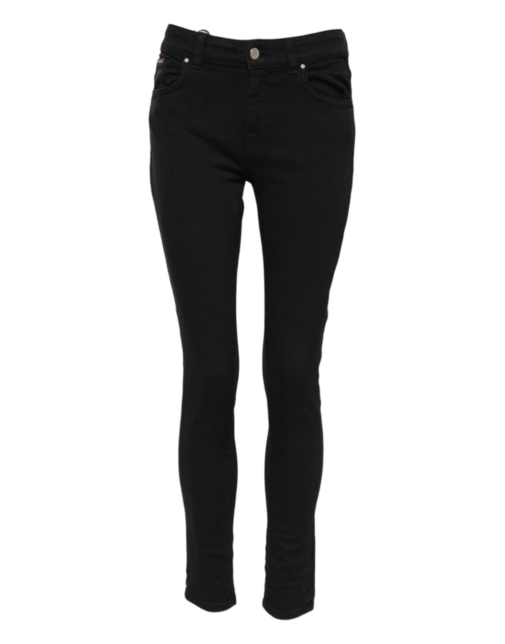 Dolce & Gabbana Black Cotton Logo Skinny Mid Waist Denim Jeans
