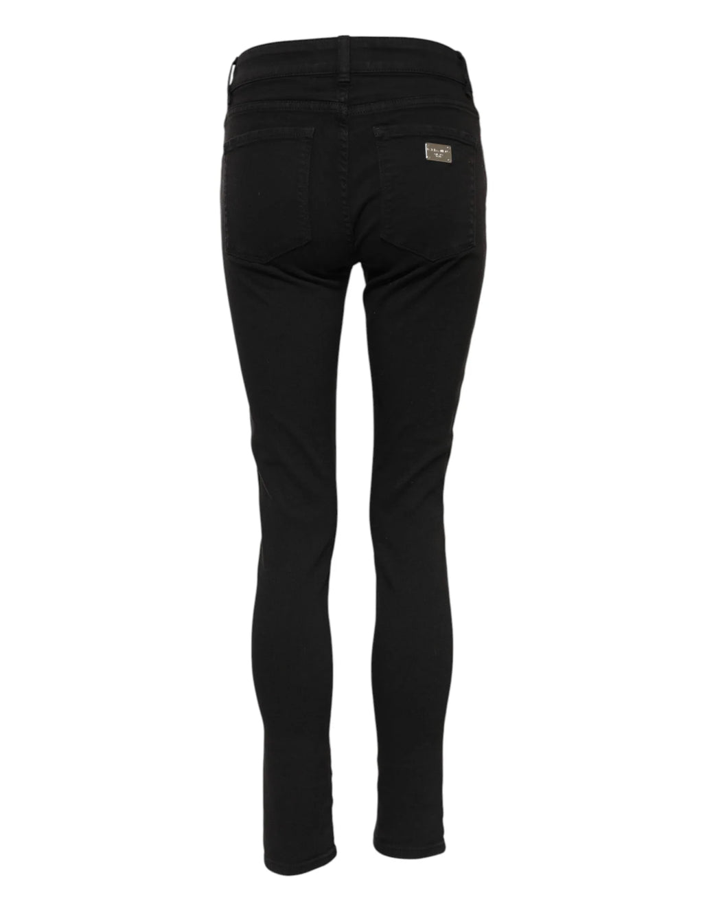 Dolce & Gabbana Black Cotton Logo Skinny Mid Waist Denim Jeans - Zeiniez