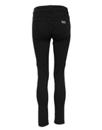 Dolce & Gabbana Black Cotton Logo Skinny Mid Waist Denim Jeans