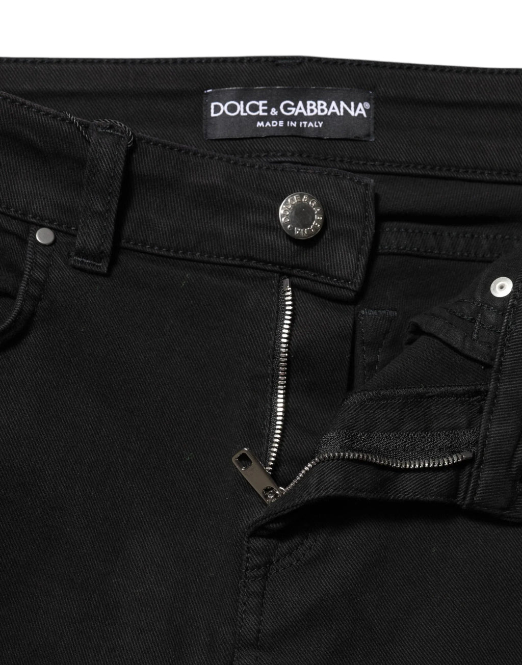 Dolce & Gabbana Black Cotton Logo Skinny Mid Waist Denim Jeans - Zeiniez