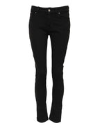 Dolce & Gabbana Black Cotton Logo Skinny Mid Waist Denim Jeans - Zeiniez