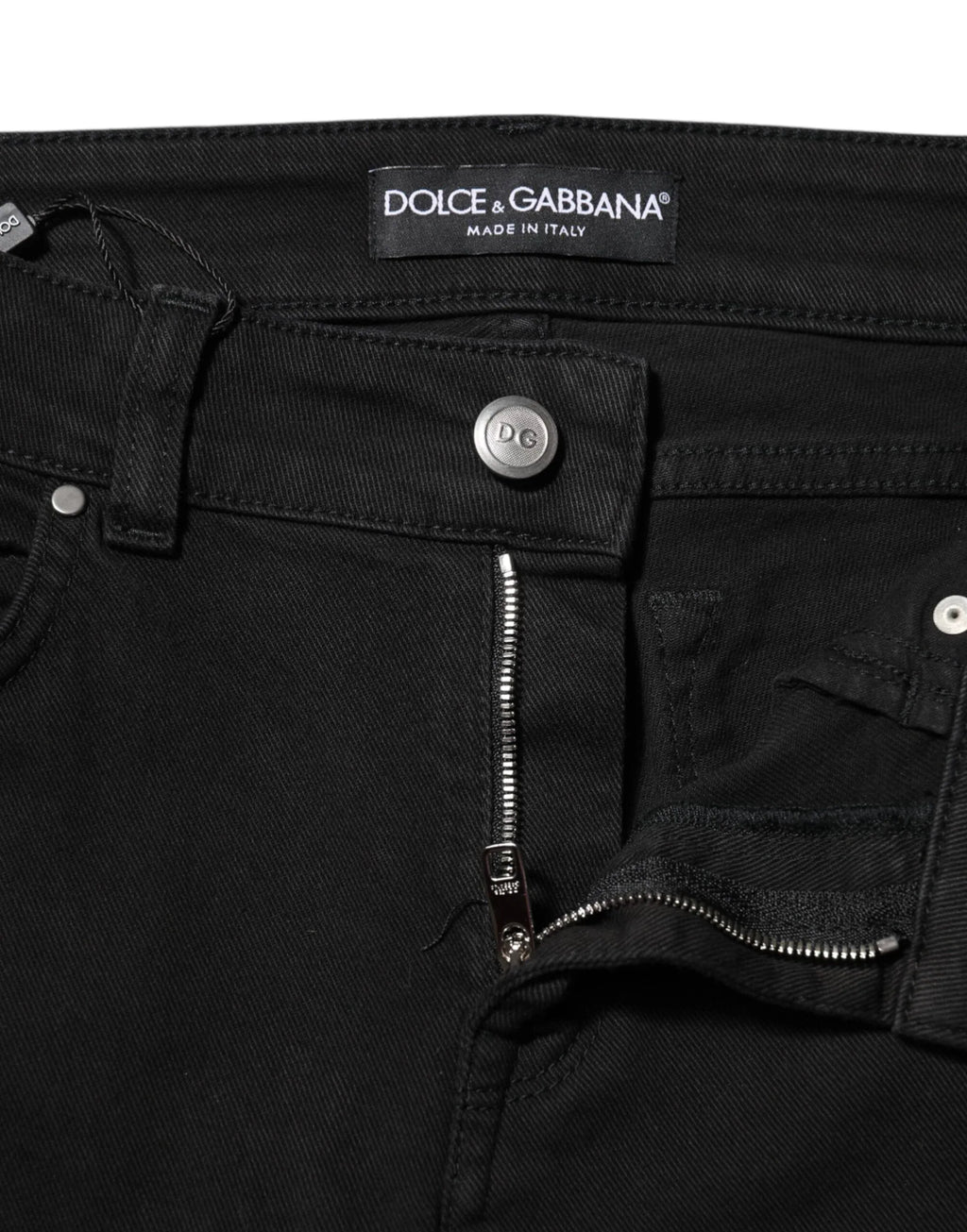 Dolce & Gabbana Black Cotton Logo Skinny Mid Waist Denim Jeans - Zeiniez