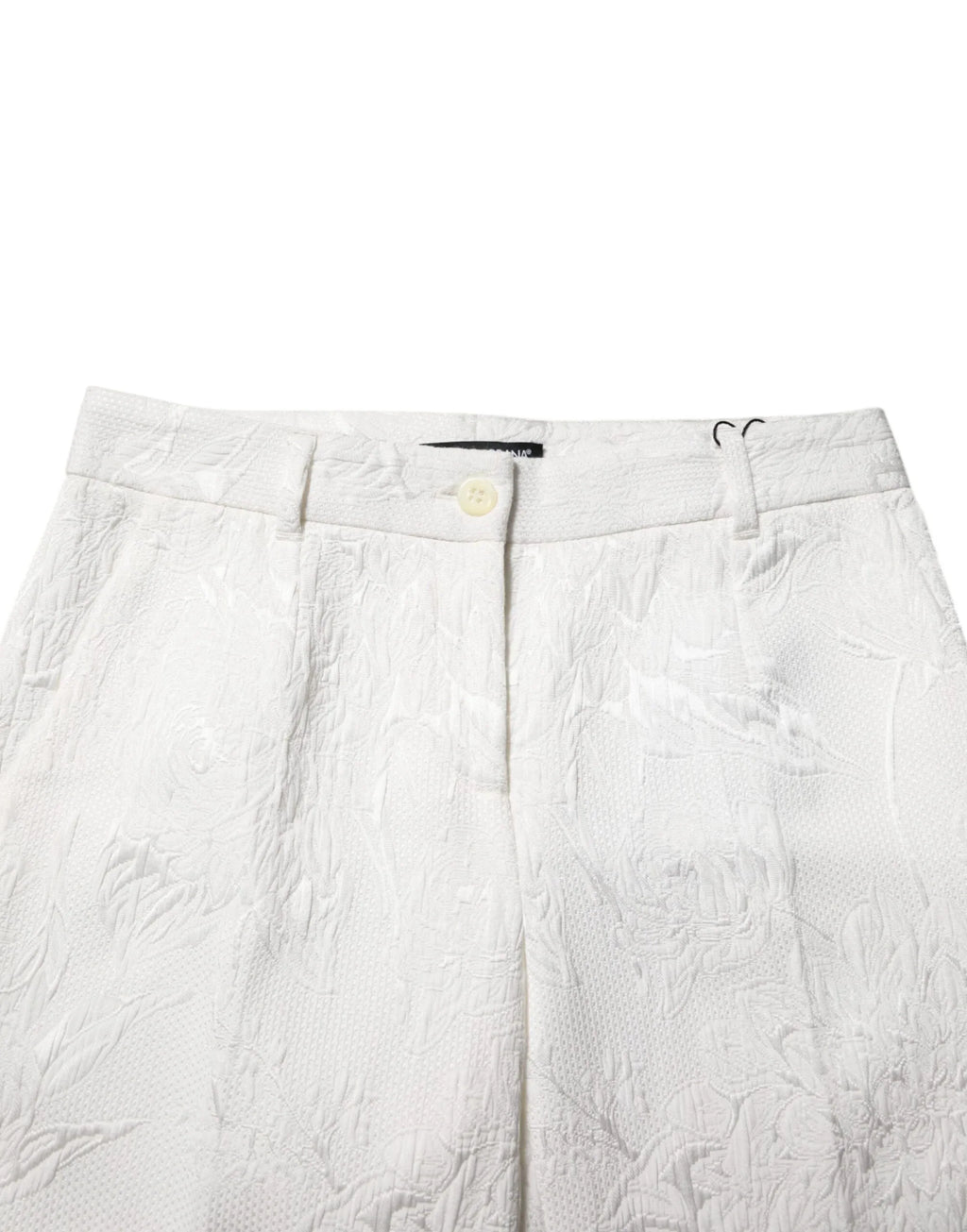 Dolce & Gabbana White Cotton Floral Jacquard Pants - Zeiniez