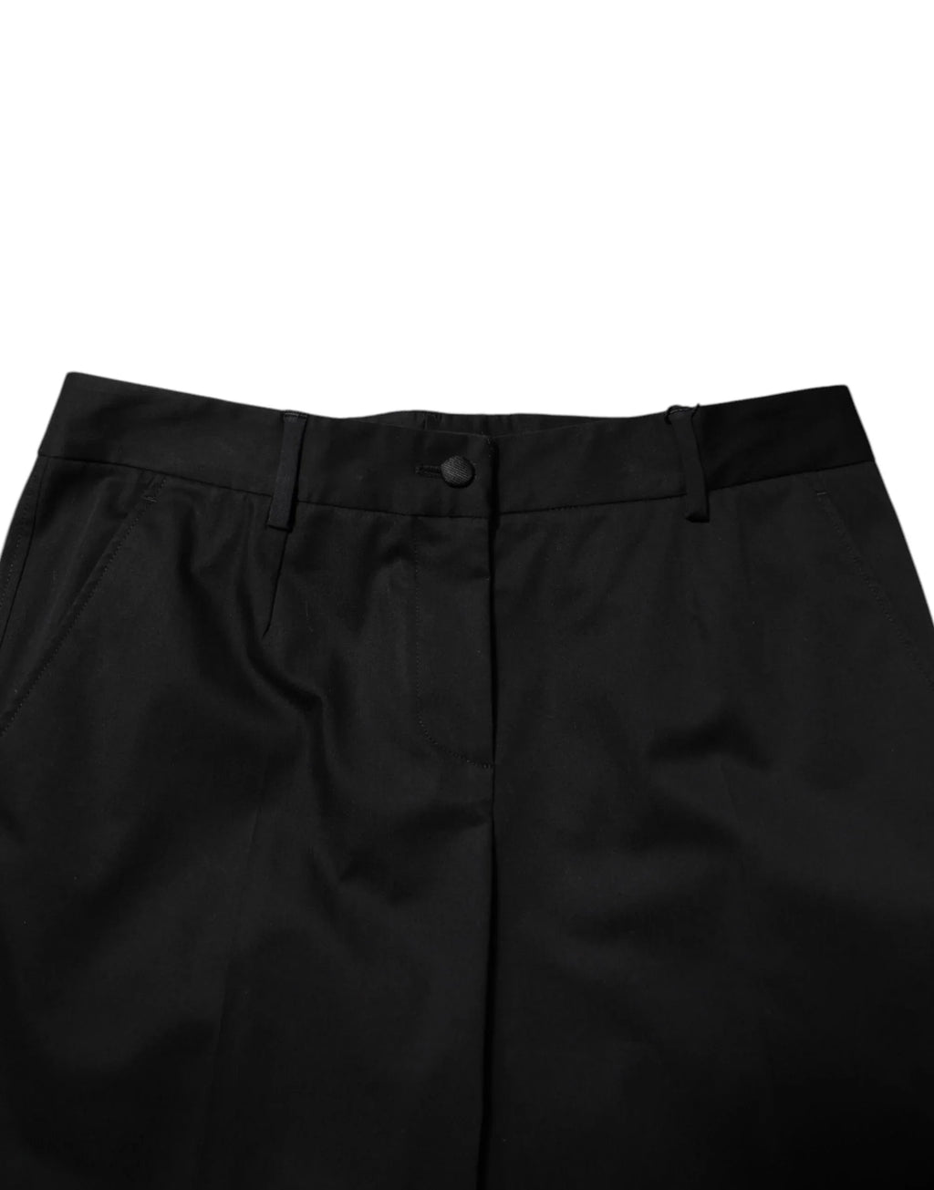 Dolce & Gabbana Black Cotton High Waist Formal Pants - Zeiniez