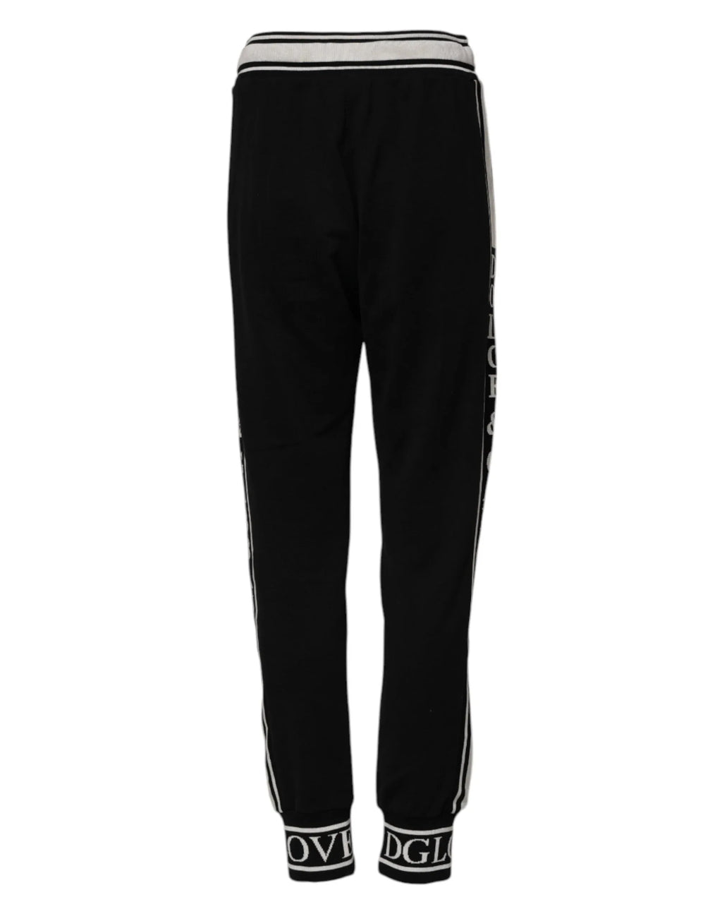 Dolce & Gabbana Black Cotton Jogger Logo Waist Pants - Zeiniez