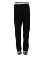 Dolce & Gabbana Black Cotton Jogger Logo Waist Pants - Zeiniez