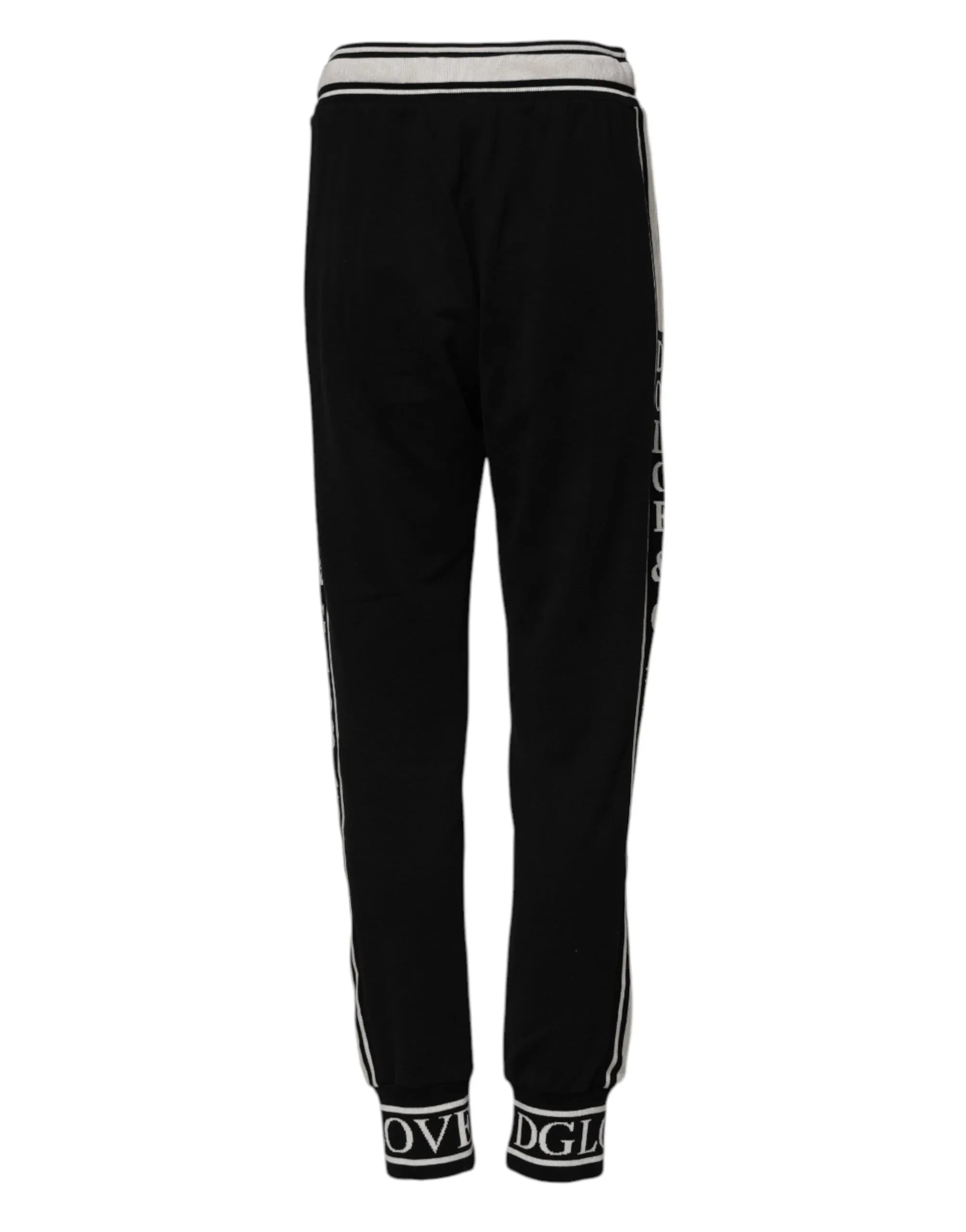 Dolce & Gabbana Black Cotton Jogger Logo Waist Pants - Zeiniez