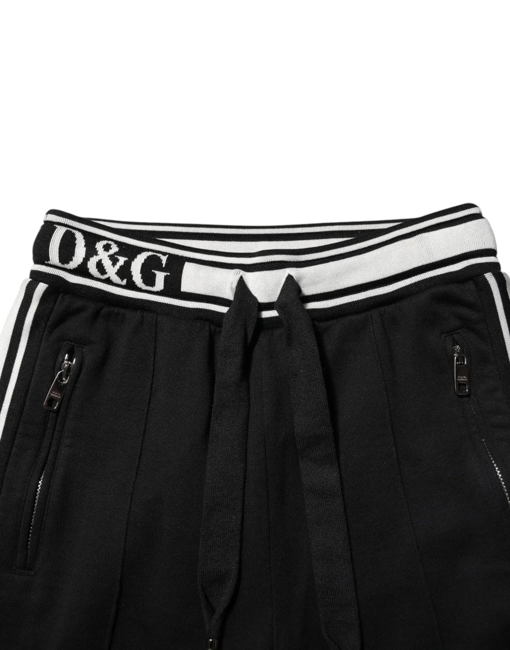 Dolce & Gabbana Black Cotton Jogger Logo Waist Pants - Zeiniez