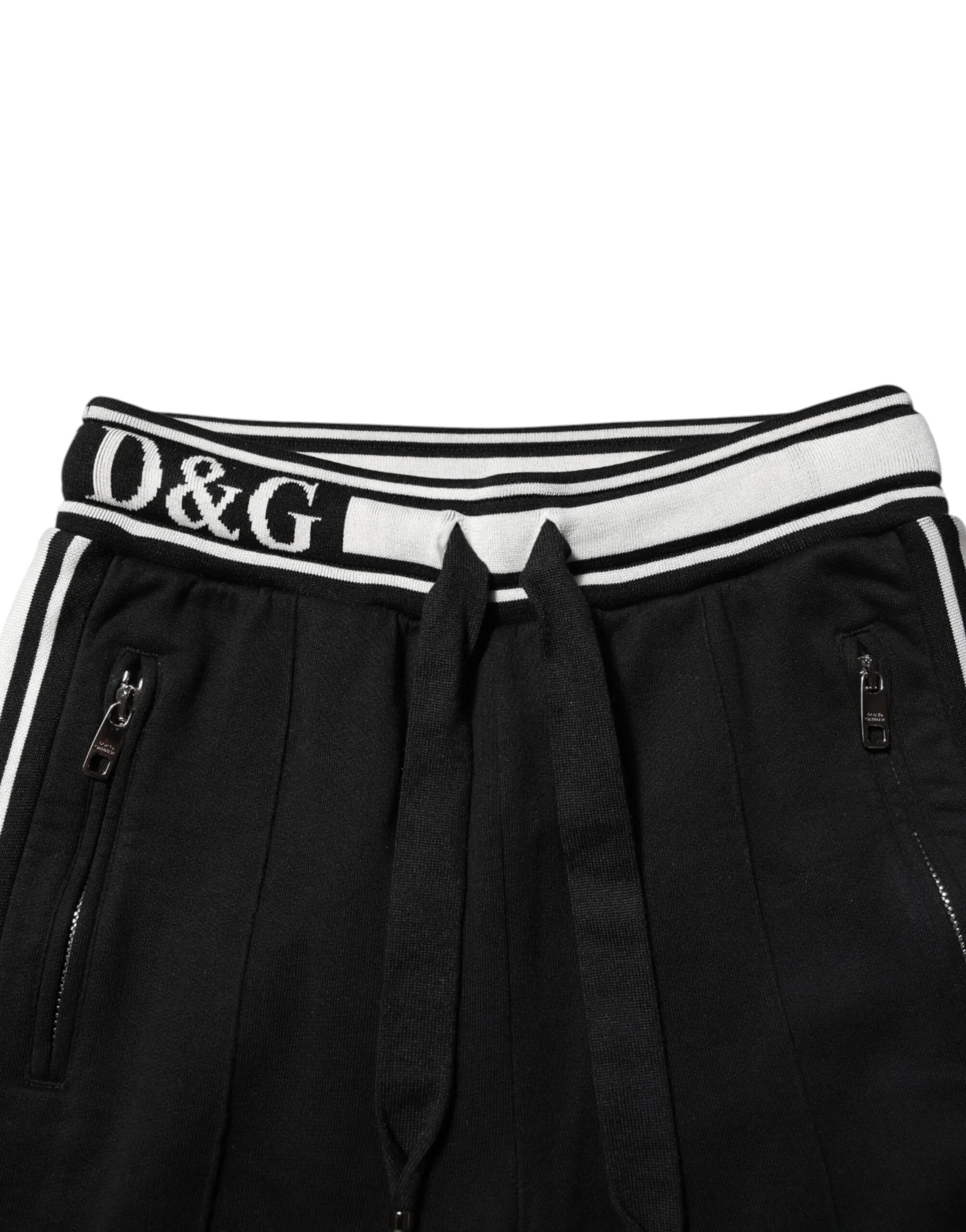 Dolce & Gabbana Black Cotton Jogger Logo Waist Pants - Zeiniez