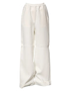 Dolce & Gabbana White Viscose Wide Leg Pull On Pants - Zeiniez