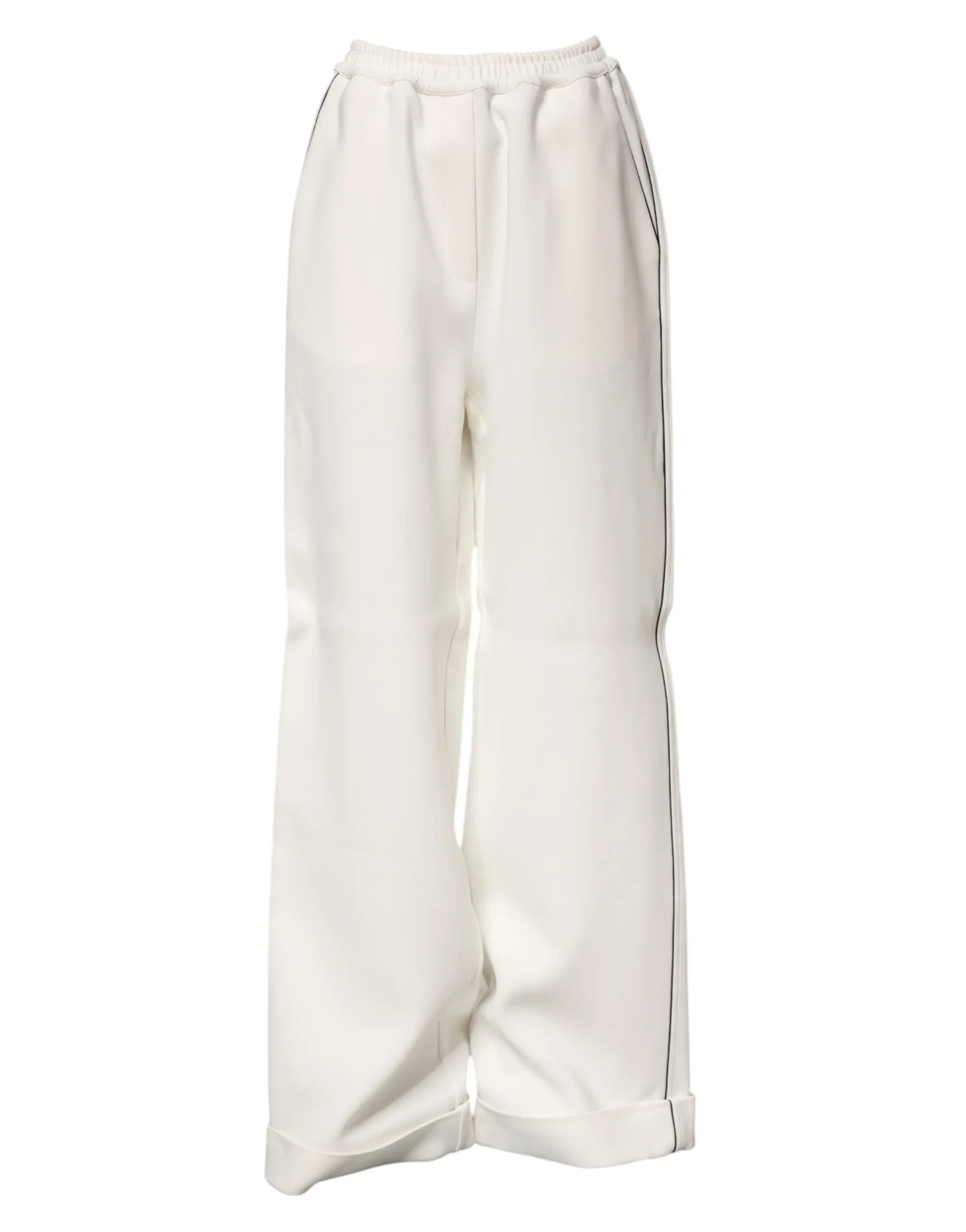 Dolce & Gabbana White Viscose Wide Leg Pull On Pants - Zeiniez