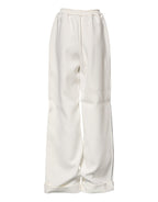 Dolce & Gabbana White Viscose Wide Leg Pull On Pants