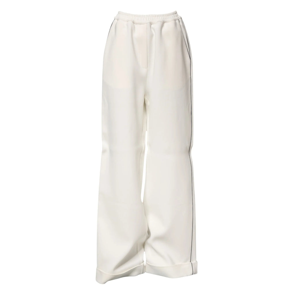 Dolce & Gabbana White Viscose Wide Leg Pull On Pants - Zeiniez