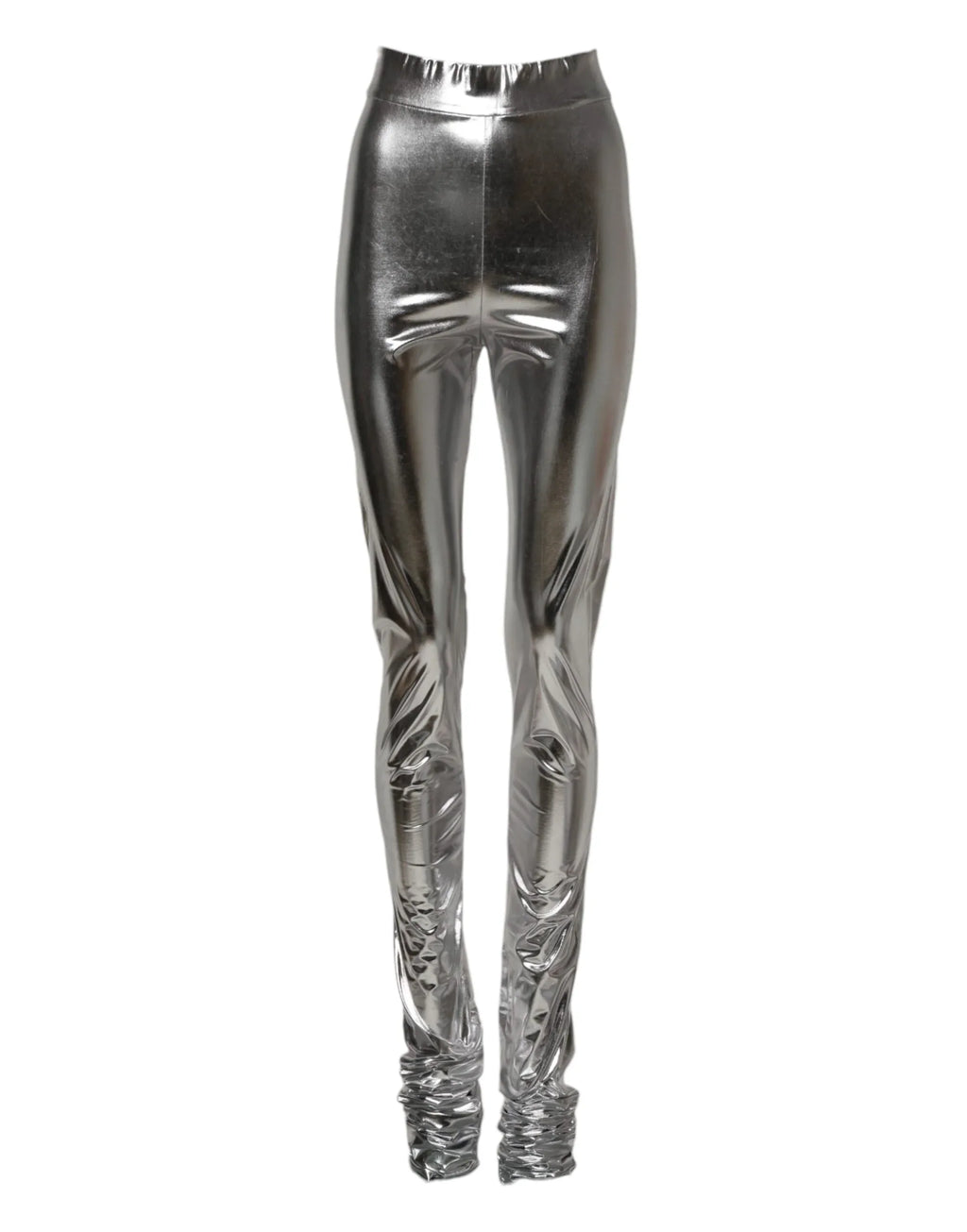 Dolce & Gabbana Metallic Silver Polyester Slim Fit Leggings Pants - Zeiniez