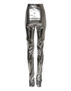 Dolce & Gabbana Metallic Silver Polyester Slim Fit Leggings Pants - Zeiniez