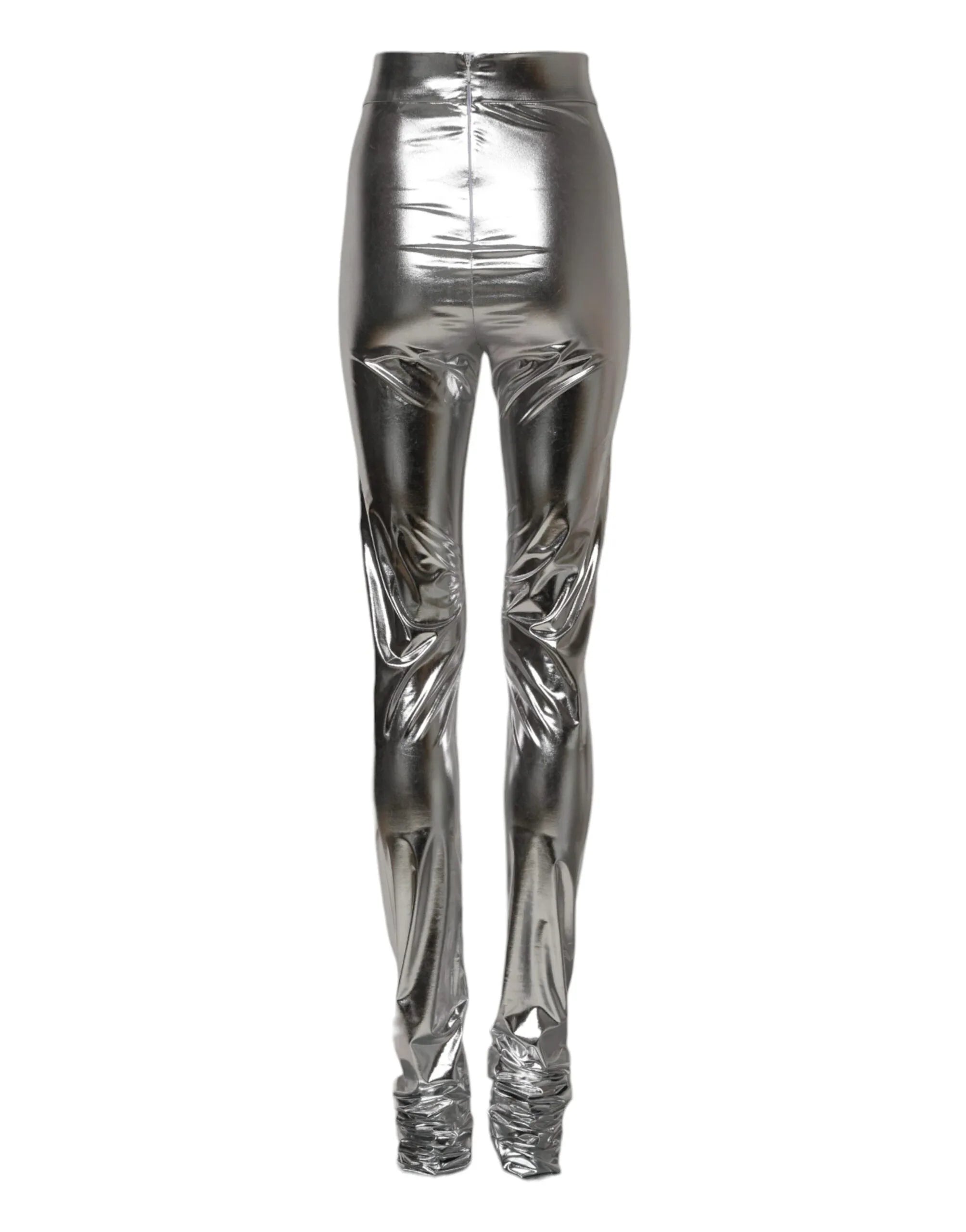 Dolce & Gabbana Metallic Silver Polyester Slim Fit Leggings Pants - Zeiniez