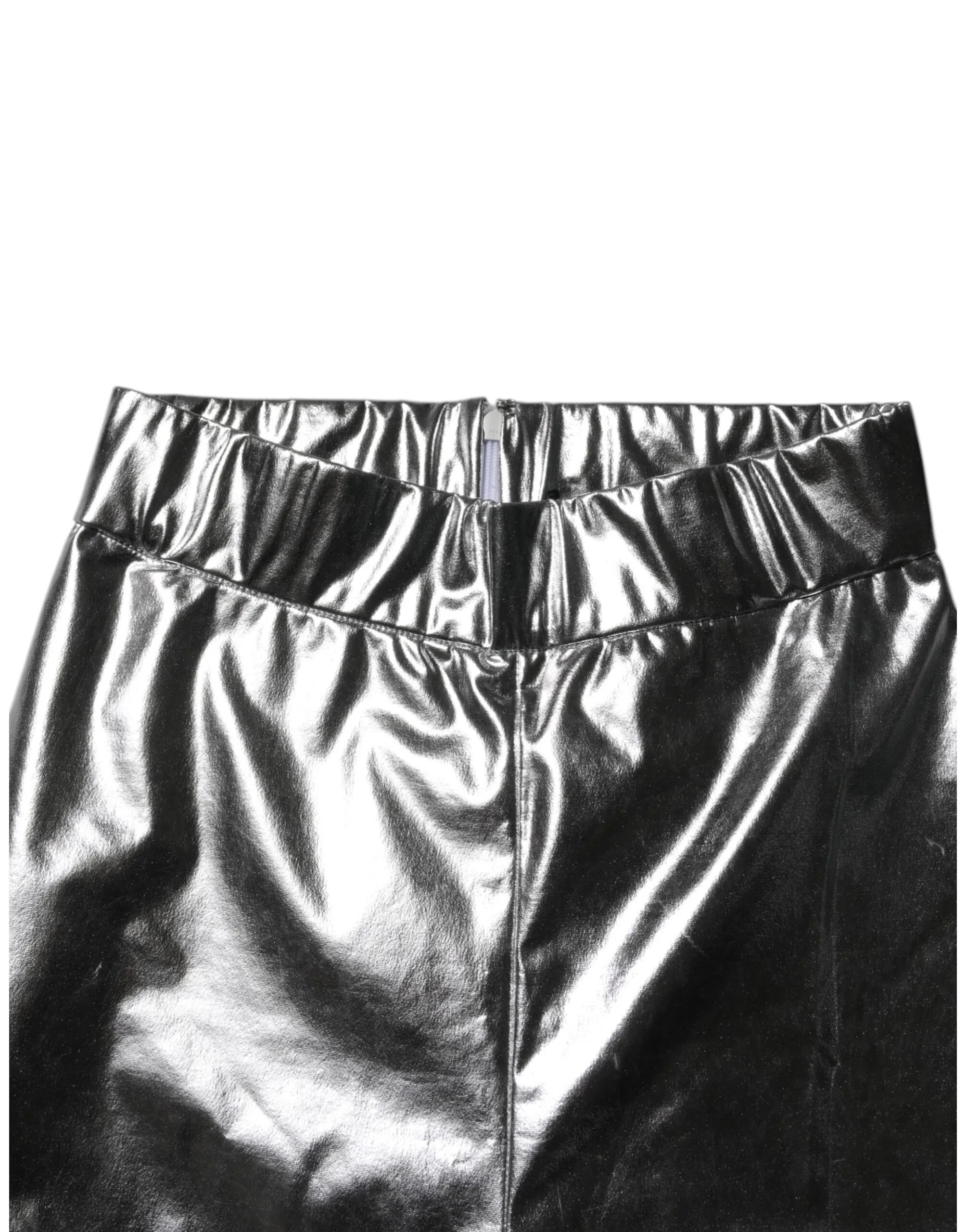 Dolce & Gabbana Metallic Silver Polyester Slim Fit Leggings Pants - Zeiniez