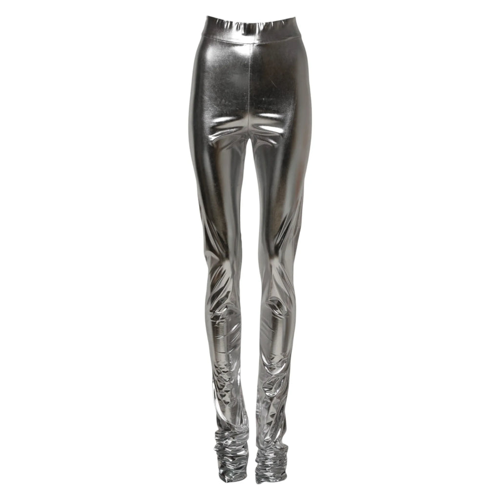 Dolce & Gabbana Metallic Silver Polyester Slim Fit Leggings Pants - Zeiniez