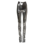 Dolce & Gabbana Metallic Silver Polyester Slim Fit Leggings Pants - Zeiniez