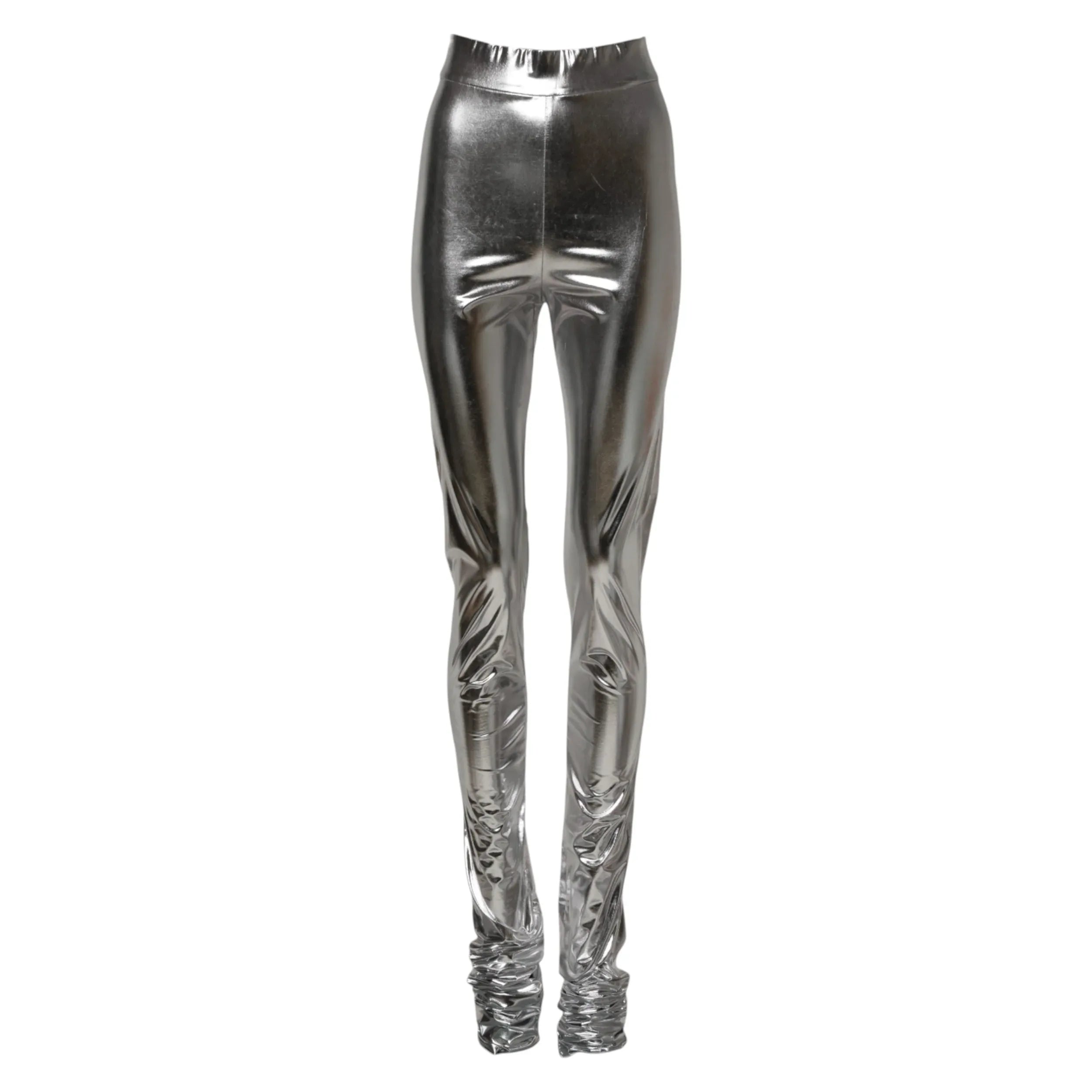 Dolce & Gabbana Metallic Silver Polyester Slim Fit Leggings Pants - Zeiniez