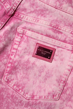 Dolce & Gabbana Pink Tie Dye High Waist Tapered Denim Jeans - Zeiniez
