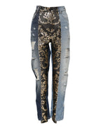 Dolce & Gabbana Multicolor Patchwork Tapered Denim Jeans - Zeiniez