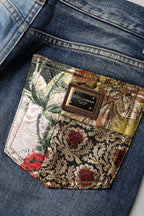 Dolce & Gabbana Multicolor Patchwork Tapered Denim Jeans