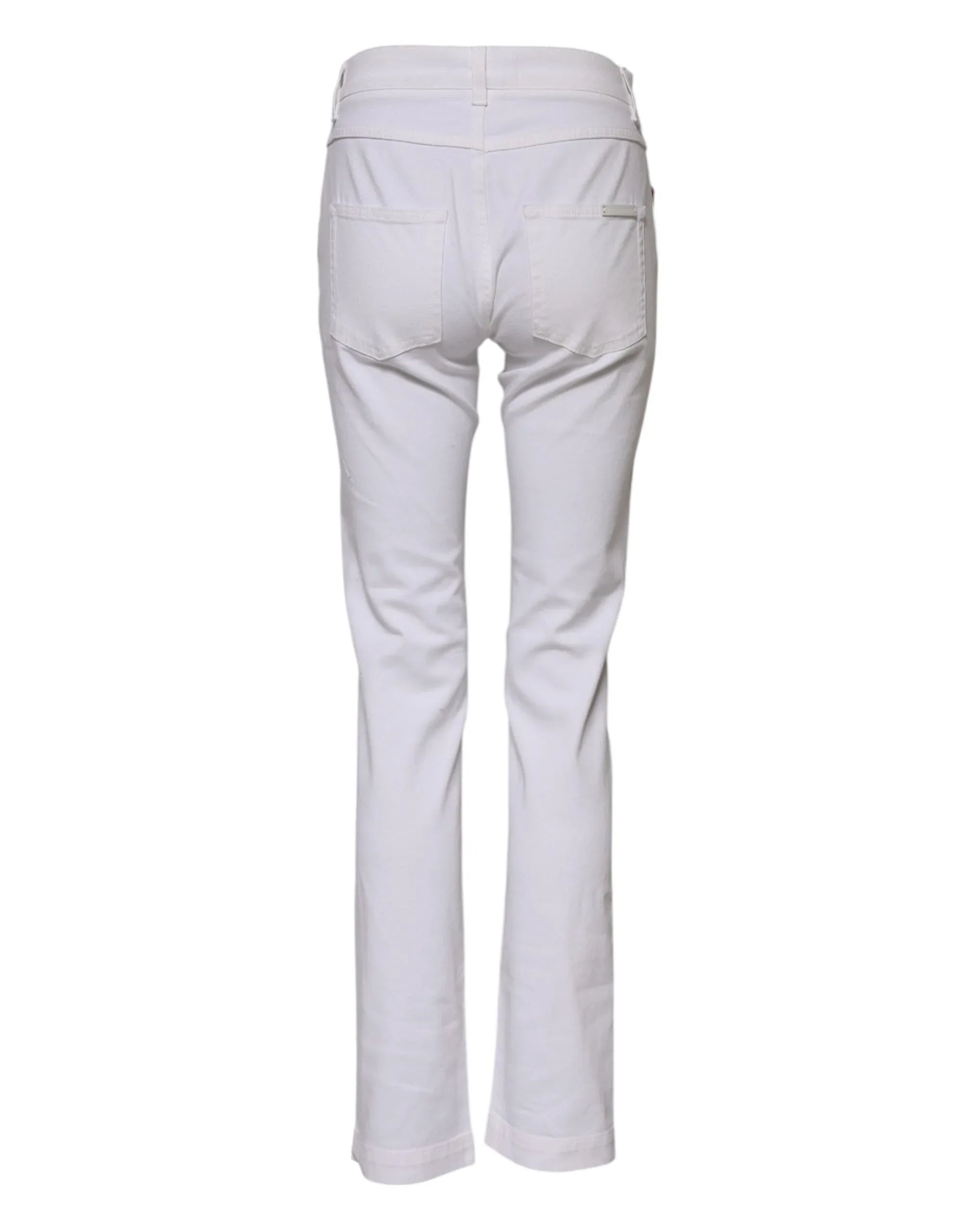 Dolce & Gabbana White Floral Embroidery GIRLY Denim Jeans - Zeiniez