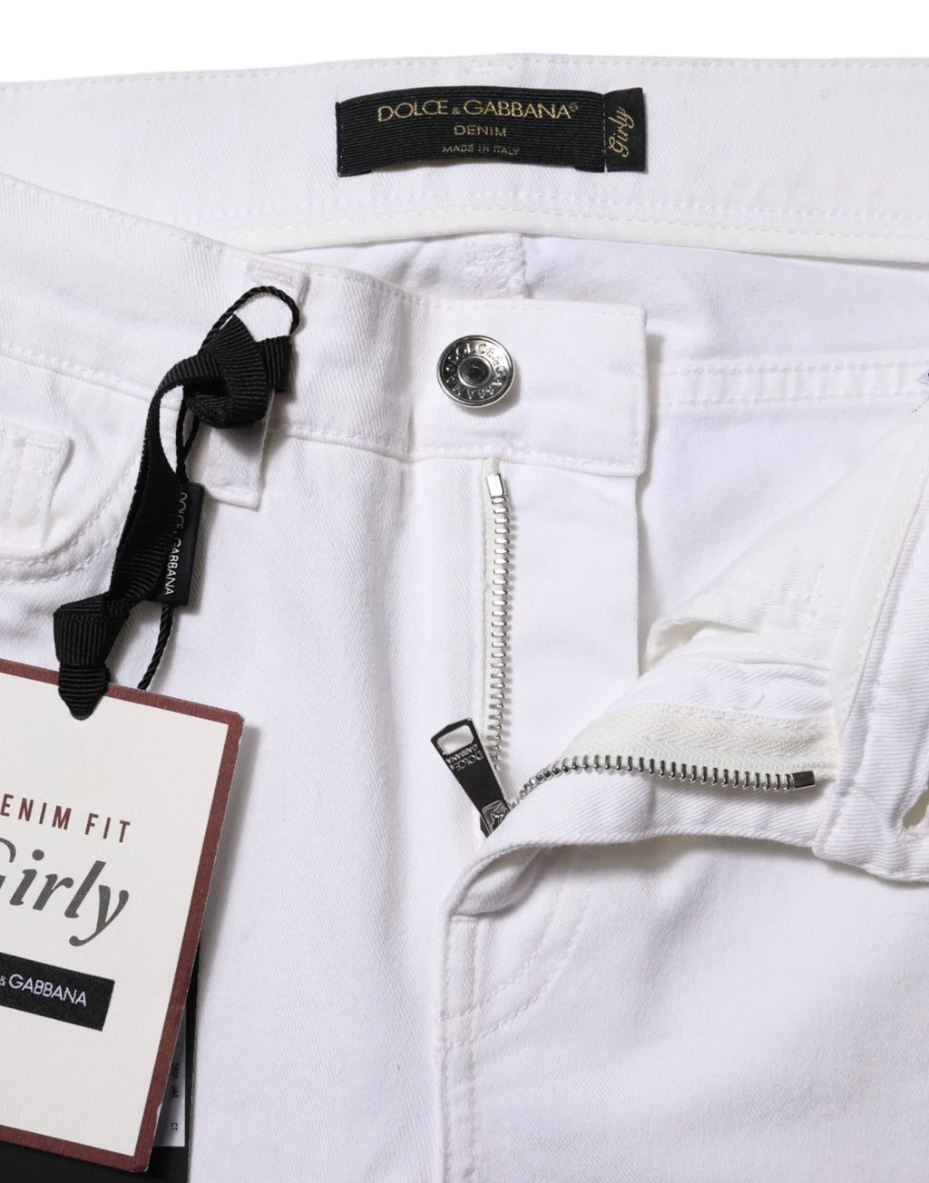 Dolce & Gabbana White Floral Embroidery GIRLY Denim Jeans - Zeiniez
