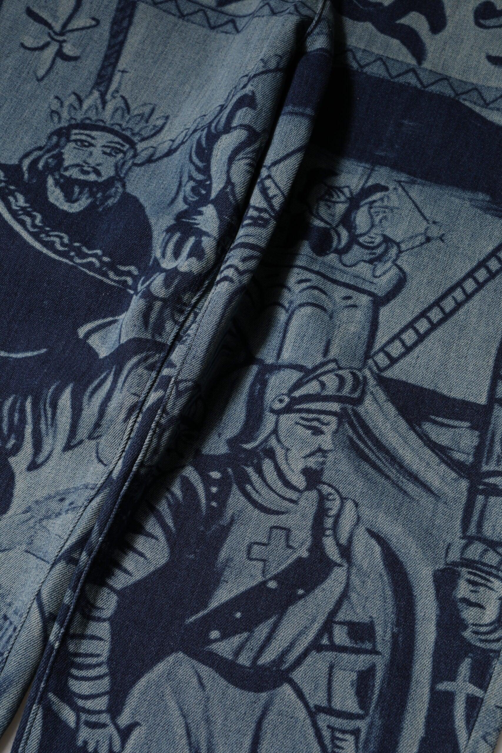 Dolce & Gabbana Blue Graphic Print Tapered Denim Jeans - Zeiniez