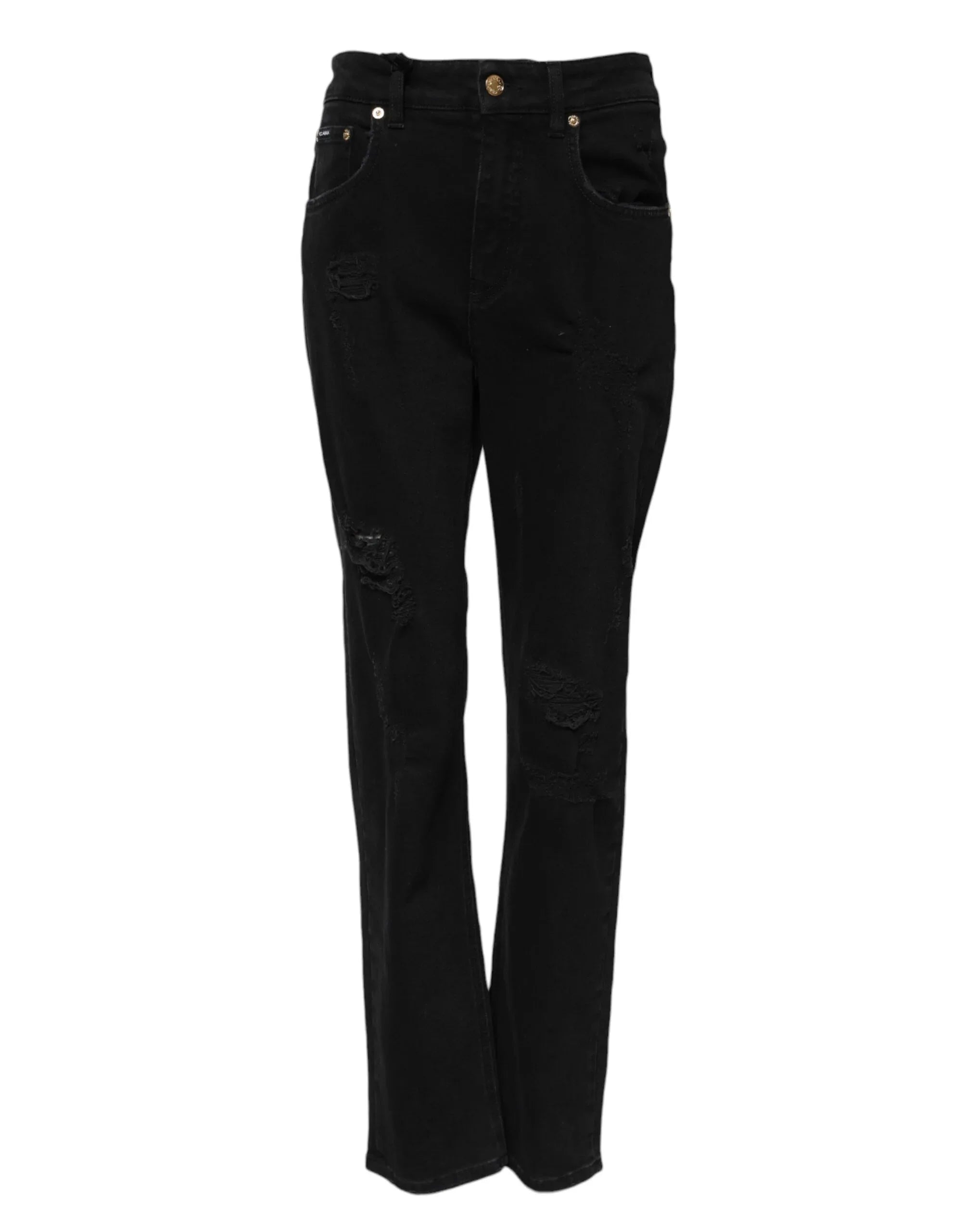 Dolce & Gabbana Black Boyfriend Cotton Flared Denim Jeans - Zeiniez