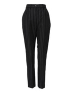 Dolce & Gabbana Black Stripes High Waist Tapered Pants - Zeiniez