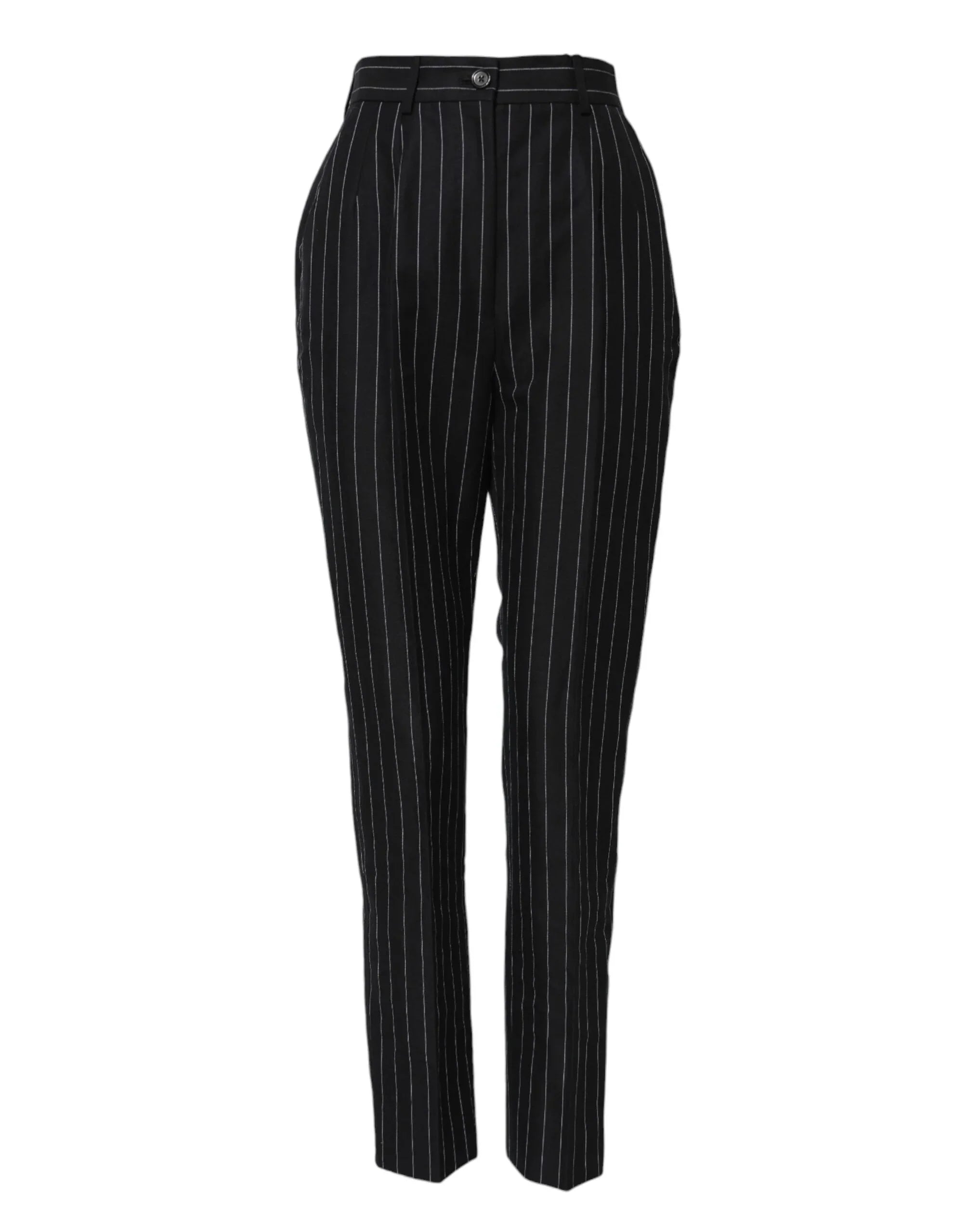 Dolce & Gabbana Black Stripes High Waist Tapered Pants - Zeiniez