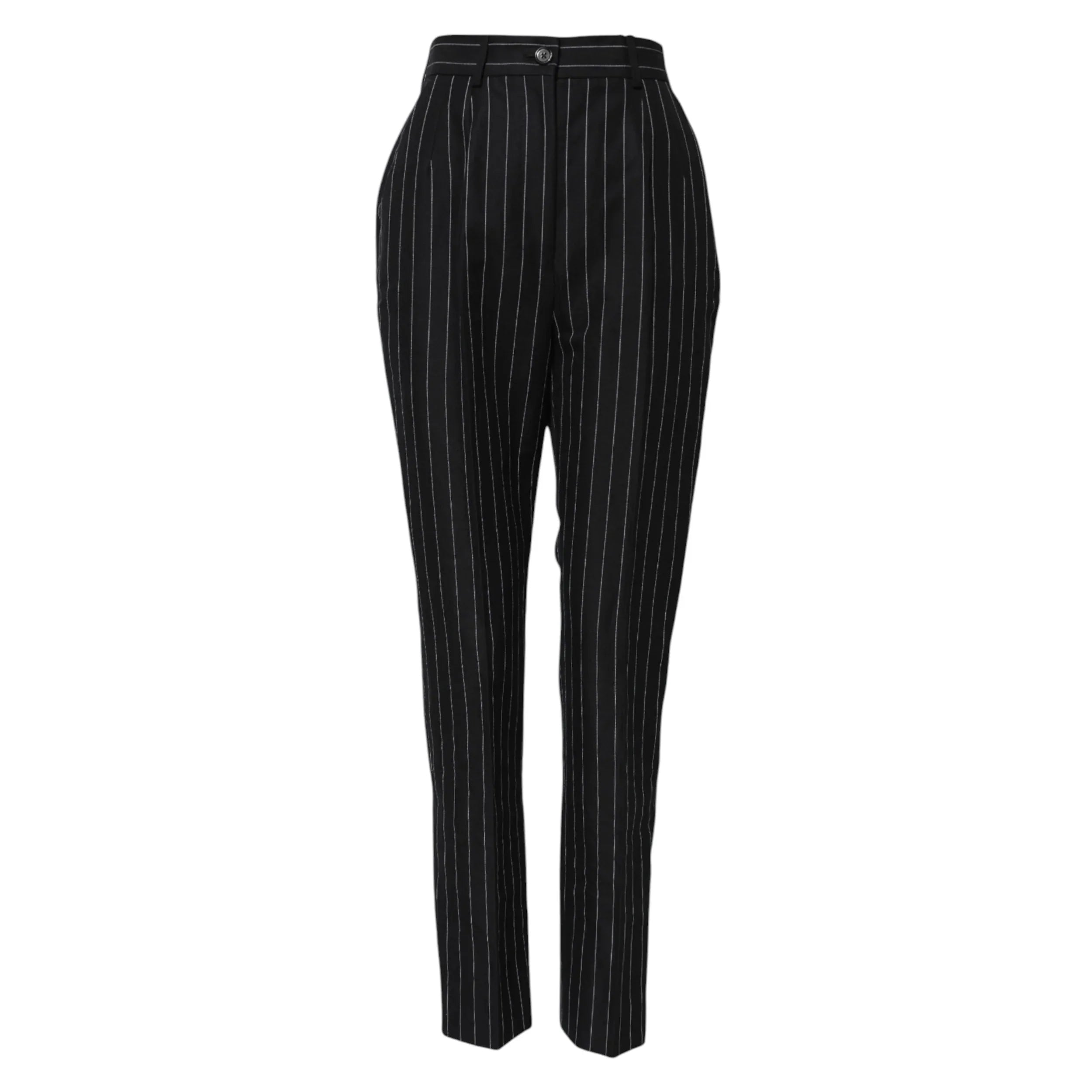Dolce & Gabbana Black Stripes High Waist Tapered Pants - Zeiniez