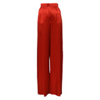 Dolce & Gabbana Red Satin High Waist Wide Leg Pants - Zeiniez