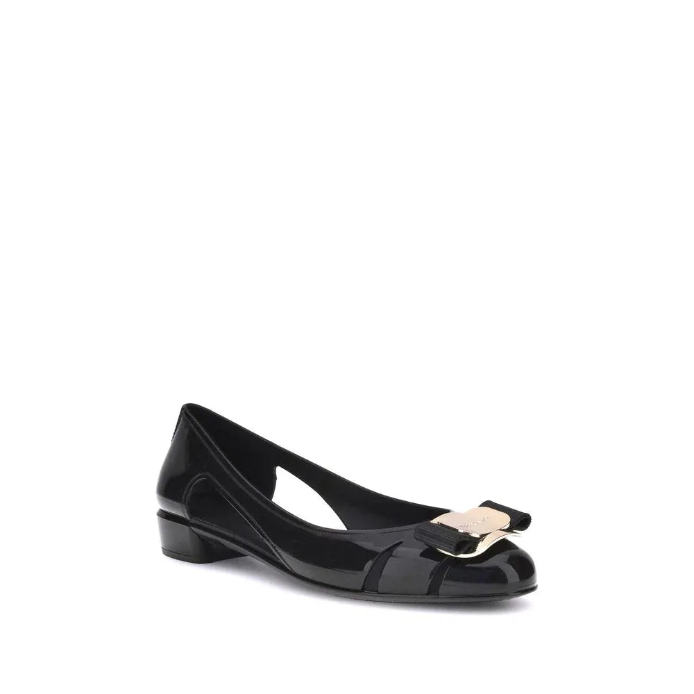 Ferragamo Black Pvc Ballet Flats - Zeiniez
