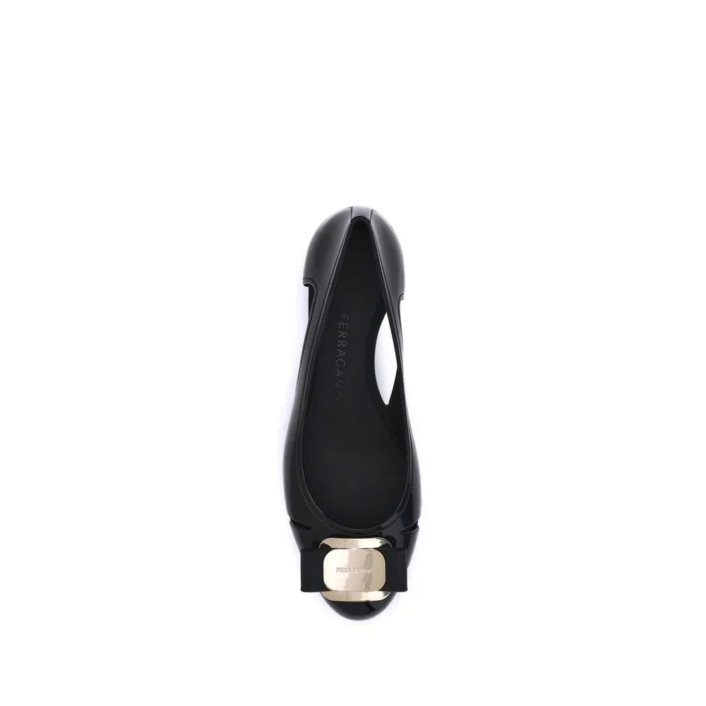 Ferragamo Black Pvc Ballet Flats - Zeiniez