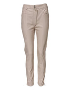 Elisabetta Franchi Beige High Waist Tapered Pants - Zeiniez