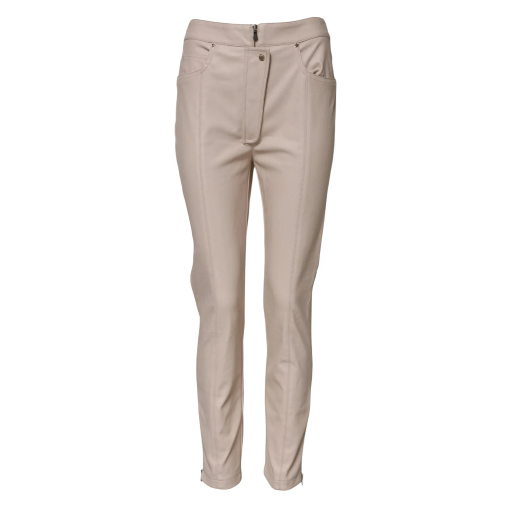 Elisabetta Franchi Beige High Waist Tapered Pants - Zeiniez