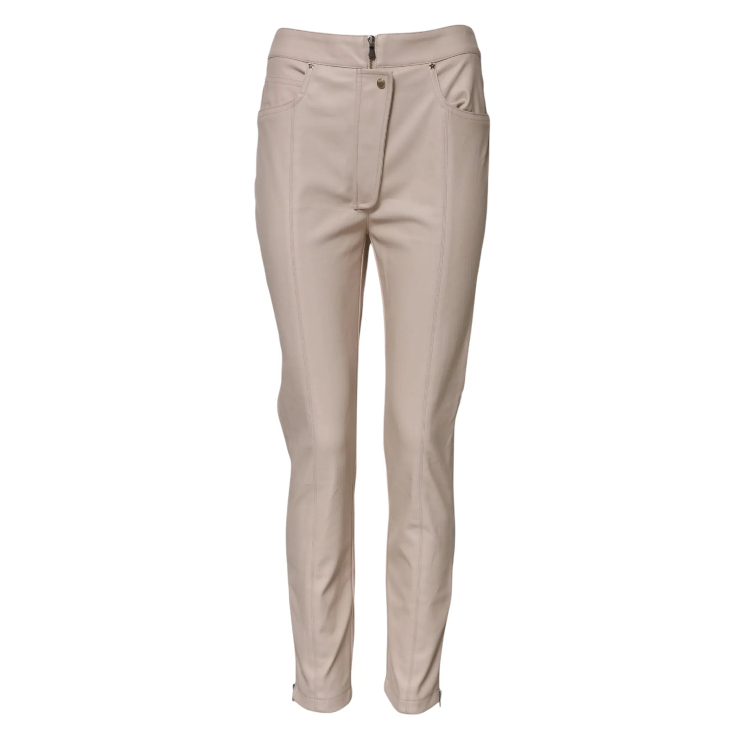 Elisabetta Franchi Beige High Waist Tapered Pants - Zeiniez